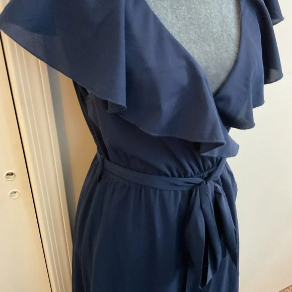 🩵 Flowy Sleeve Chiffon Bridesmaid Dresses Long V Neck - Picture 6 of 7